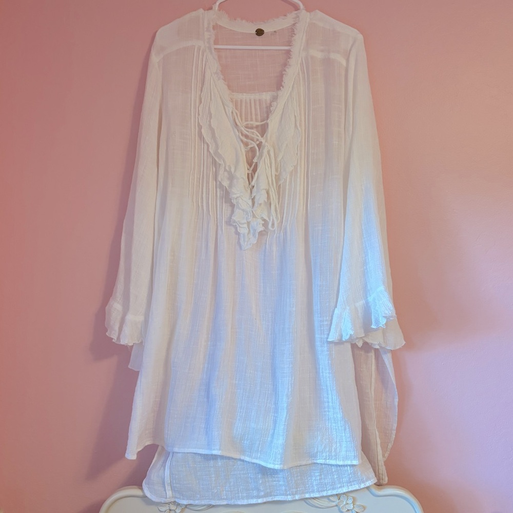 Free People size L White cotton Peasant Blouse